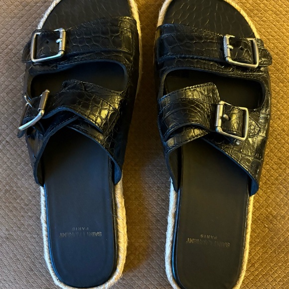 Pre-owned authentic Saint Laurent black double stray espadrilles - Picture 9 of 13